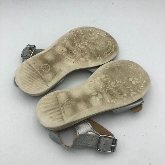 Little Girl's Hanna Andersson Size 8 Silver Sandals Summer Buckle Open Toe Caty - Picture 6 of 6